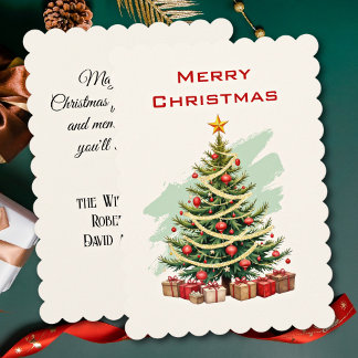 Elegant Tree and Script Non Photo Christmas Feiertagskarte