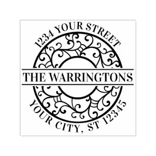Elegant Tree Branches Lacy Filigree Name Address Permastempel