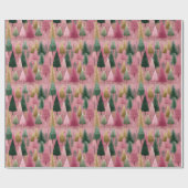 Elegant Tree Branches on Pink Holiday Art Geschenkpapier (Flach)