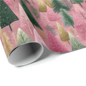 Elegant Tree Branches on Pink Holiday Art Geschenkpapier (Rolleneckpunkt)