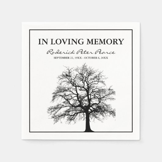 Elegant Tree | In Love Memory Beerdigung Serviette (Vorderseite)