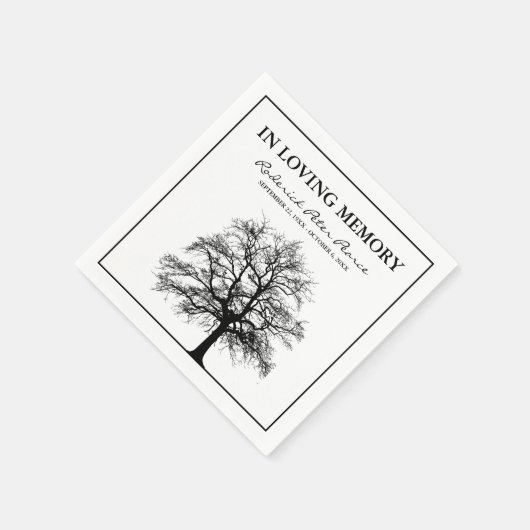 Elegant Tree | In Love Memory Beerdigung Serviette (Ecke)