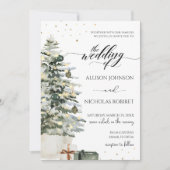 Elegant Tree lights winter christmas wedding Einladung (Vorderseite)