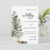 Elegant Tree lights winter christmas wedding  Einladung (Stehend Vorderseite)