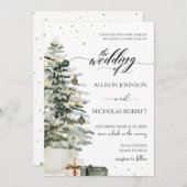 Elegant Tree lights winter christmas wedding  Einladung (Vorne/Hinten)
