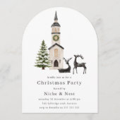 Elegant Tree Reindeer Christmas Corporate Party Einladung (Vorderseite)