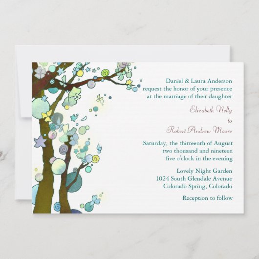 Elegant Tree Theme Forest Green Wedding Einladung (Rückseite)