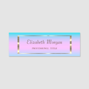 Elegant Trendig, Goldrahmen Holografischer Ombre Namensschild