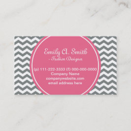 Elegant, trendig, gürtelgrau, weiß, Zickzack rosa Visitenkarte