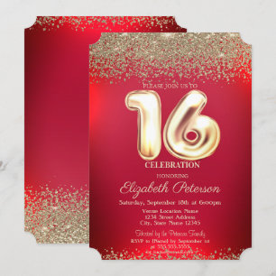 Elegant Trendige Rote Gold Konfetti Diamant Sweet Einladung