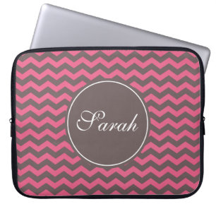 Elegant, trendiger rosa und brauner Chevron-Zickza Laptopschutzhülle
