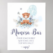 Elegant Trendy Blue Boy Teddy Bear Mimosa Bar Poster (Vorne)