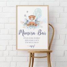 Elegant Trendy Blue Boy Teddy Bear Mimosa Bar