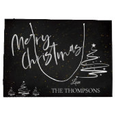 Elegant Trendy Chalkboard Frohe Weihnachten Große Geschenktüte (Rückseite)
