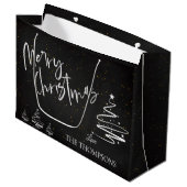 Elegant Trendy Chalkboard Frohe Weihnachten Große Geschenktüte (Vorderseite Schrägansicht)