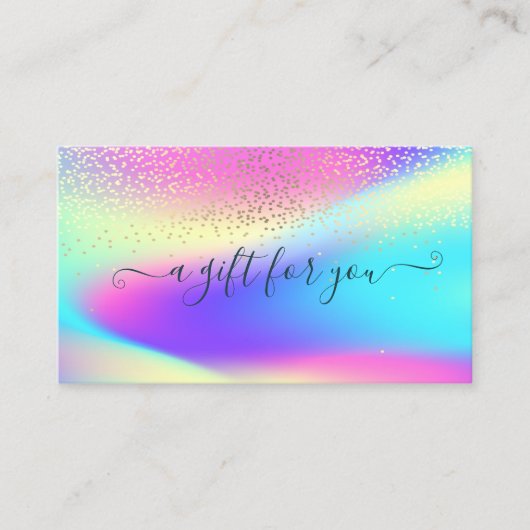 Elegant Trendy Confetti Colorful Ombre Holographic Rabattkarte (Vorderseite)