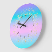 Elegant Trendy Confetti Ombre Holographic Große Wanduhr (Winkel)