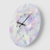 Elegant Trendy Confetti Rainbow Cool Holographic Große Wanduhr (Winkel)