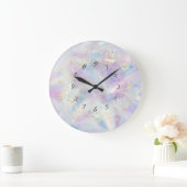 Elegant Trendy Confetti Rainbow Cool Holographic Große Wanduhr (Zuhause)