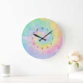 Elegant Trendy Confetti Rainbow Gefärbte Krawatte Große Wanduhr (Zuhause)