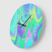 Elegant Trendy Confetti Rainbow Holographic Große Wanduhr (Winkel)