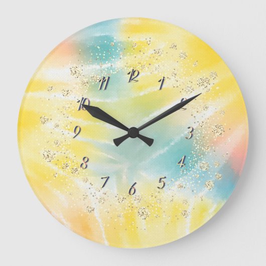 Elegant Trendy Confetti Yellow Gefärbte Krawatte Große Wanduhr (Vorderseite)