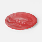 Elegant Trendy Coral Pink Rose, Name,60. Geburtsta Pappteller (Schrägansicht)