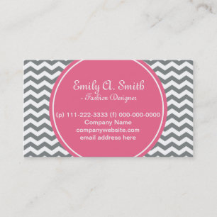 Elegant, trendy, feminin grau, weiß Chevron rosa Visitenkarte