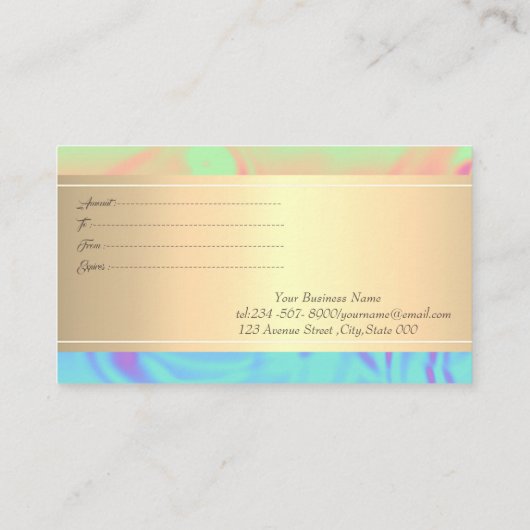 Elegant Trendy Frame Confetti Ombre Holographic Rabattkarte (Rückseite)