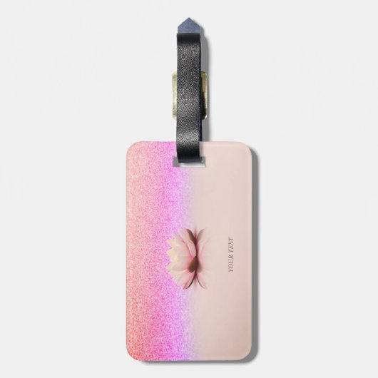 Elegant Trendy Girly, Lotus Glitter Bokeh  Gepäckanhänger (Rückseite vertikal)