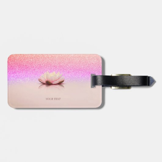 Elegant Trendy Girly, Lotus Glitter Bokeh  Gepäckanhänger (Rückseite horizontal)