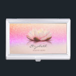 Elegant Trendy Girly, Lotus Glitzer Bokeh Visitenkarten Dose<br><div class="desc">Schöner Lotus auf ombre Glitzer bokeh Hintergrund. Ein elegantes und raffiniertes Design. Die perfekte coole Geschenkidee für sie zu jedem Anlass.</div>