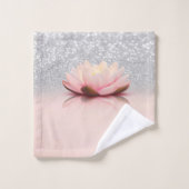 Elegant Trendy Girly, Lotus Silver Glitzer Bokeh Badhandtuch Set (Waschlappen)