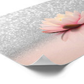 Elegant Trendy Girly, Lotus Silver Glitzer Bokeh Poster (Ecke)