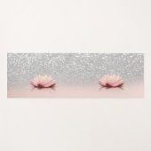 Elegant Trendy Girly, Lotus Silver Glitzer Bokeh Yogamatte (Vorderseite (Horizontal))
