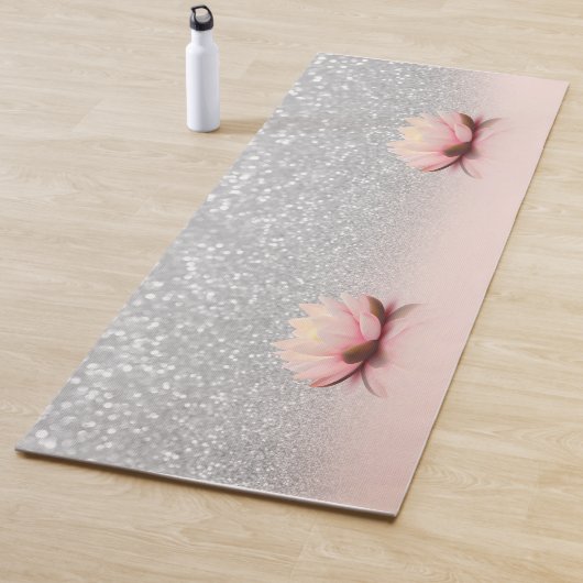 Elegant Trendy Girly, Lotus Silver Glitzer Bokeh Yogamatte (Beispiel)