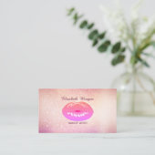 Elegant Trendy Glittery Bokeh Lips Visitenkarte (Stehend Vorderseite)