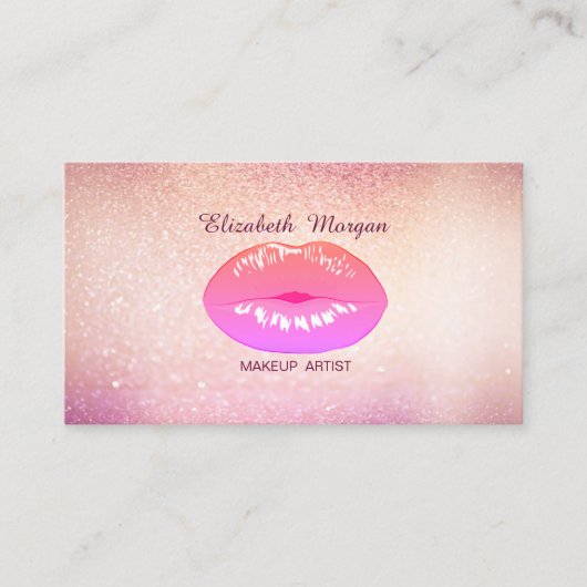 Elegant Trendy Glittery Bokeh Lips Visitenkarte (Vorderseite)