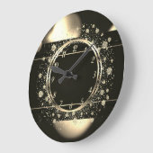 Elegant Trendy Gold Confetti Dotts Black Große Wanduhr (Winkel)
