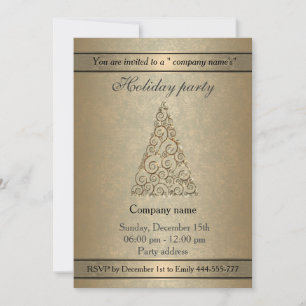 Elegant trendy gold holiday party corporate einladung