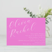 Elegant Trendy Hot Pink Script Minimal Bat Mitzvah Einladung (Stehend Vorderseite)