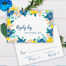 Elegant Trendy Hübsch Yellow Blue Floral Wedding
