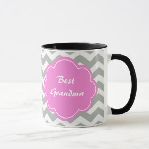 Elegant, trendy, klassisches graues Chevron-Monogr Tasse