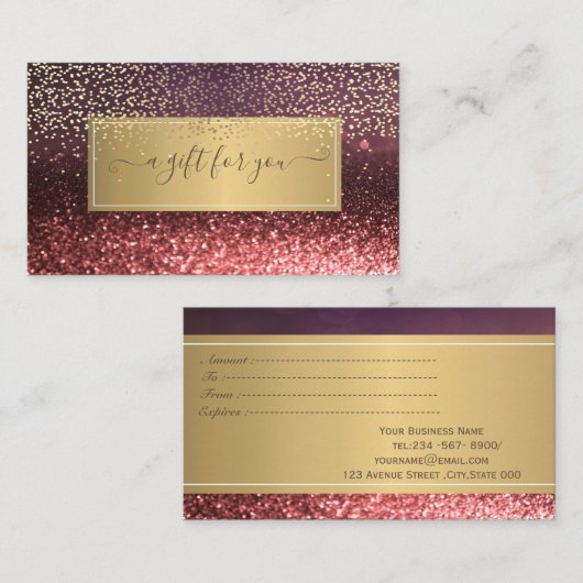 Elegant Trendy Luxury Glitzer Bokeh Gold Confetti Rabattkarte (Vorne/Hinten)