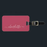 Elegant Trendy Magenta Script Name Personalisiert Gepäckanhänger<br><div class="desc">Eleganter Trendy Magenta Script Name Personalisierter Gepäckanhänger</div>
