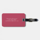 Elegant Trendy Magenta Script Name Personalisiert Gepäckanhänger (Rückseite horizontal)