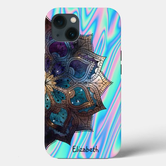 Elegant Trendy Mandala Holographic Case-Mate iPhone Hülle (Rückseite)