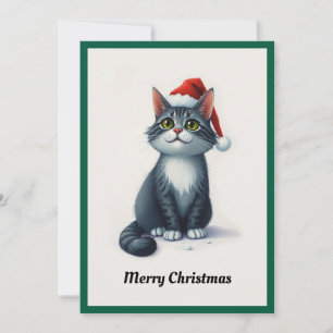 Elegant Trendy Niedlich Whimsical Cat Frohe Weihna Feiertagskarte
