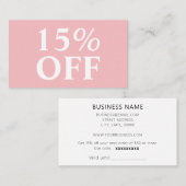 Elegant Trendy Pastel Pink Moderne Rabattkarte (Vorne/Hinten)