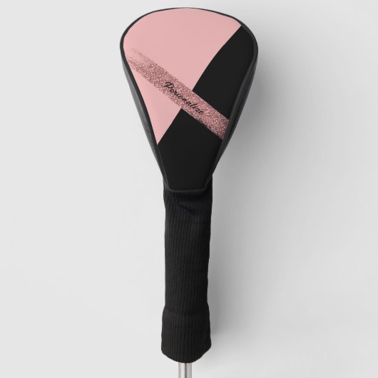 Elegant Trendy Pink Black Glitzer Chic Glam Golf Headcover (Vorderseite)
